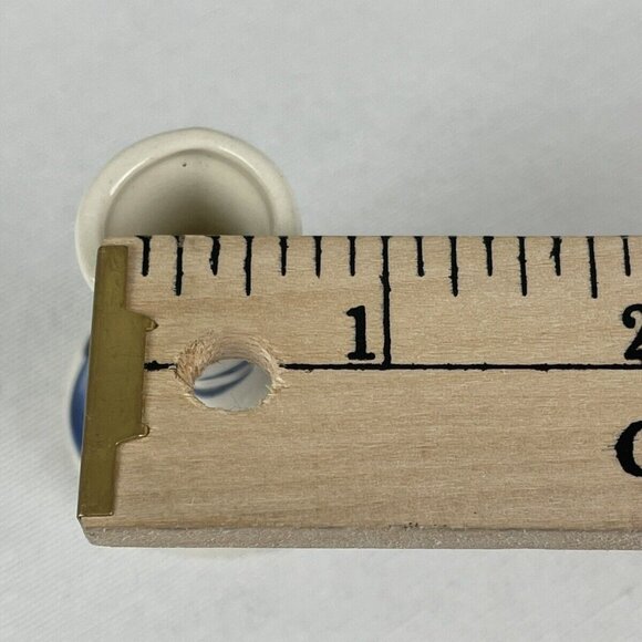 Hand-Painted Blue & White Ceramic Miniature Candleholder Signed K - Picture 7 of 9